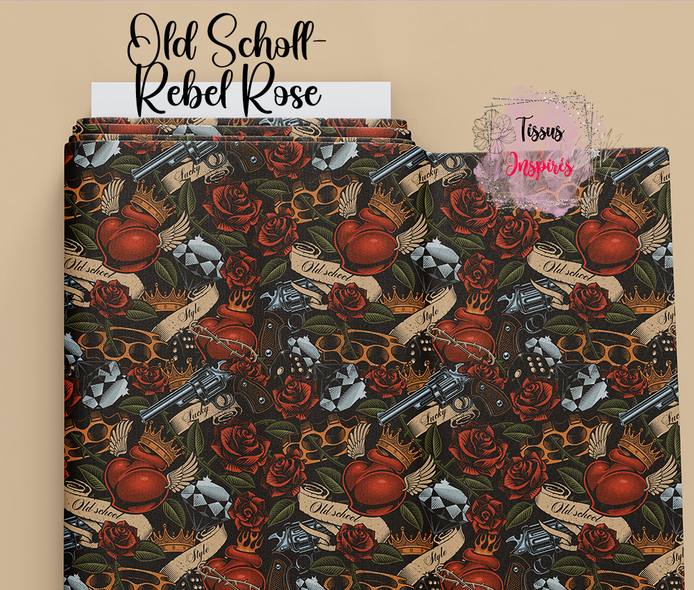 Tissu Old Scholl - Rebel Rose