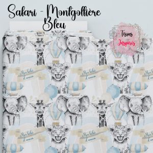 Tissu Safari – Montgolfière Bleu