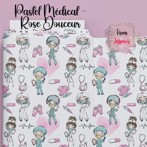 Tissu Pastel Médical - Rose Douceur