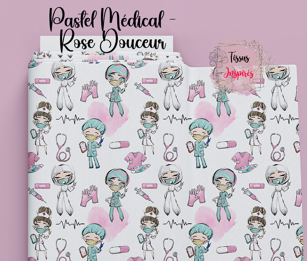 Tissu Pastel Médical - Rose Douceur