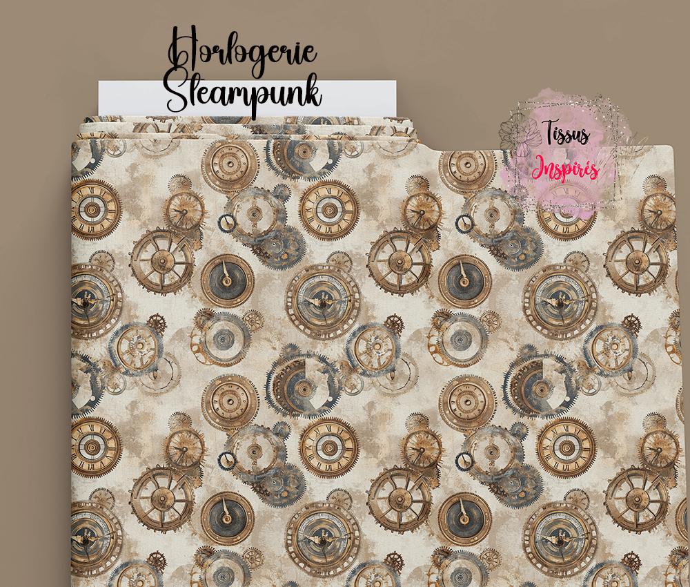 Tissu Horlogerie Steampunk
