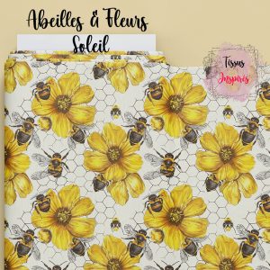 Tissu Abeilles & Fleurs Soleil