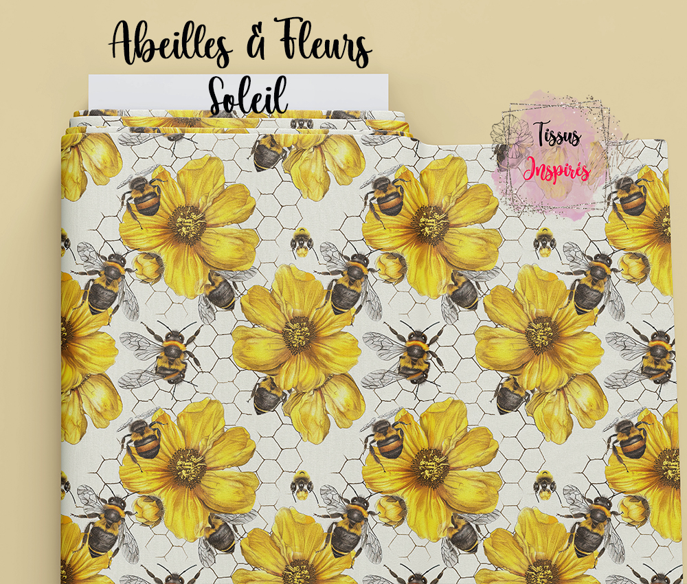 Tissu Abeilles & Fleurs Soleil