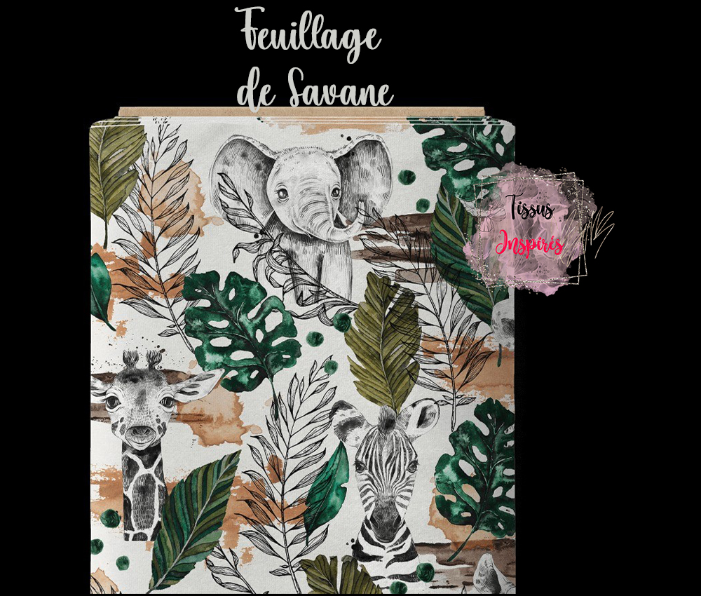 Tissu Feuillage de Savane
