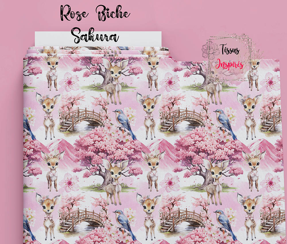Tissu Biche Rose, Sakura