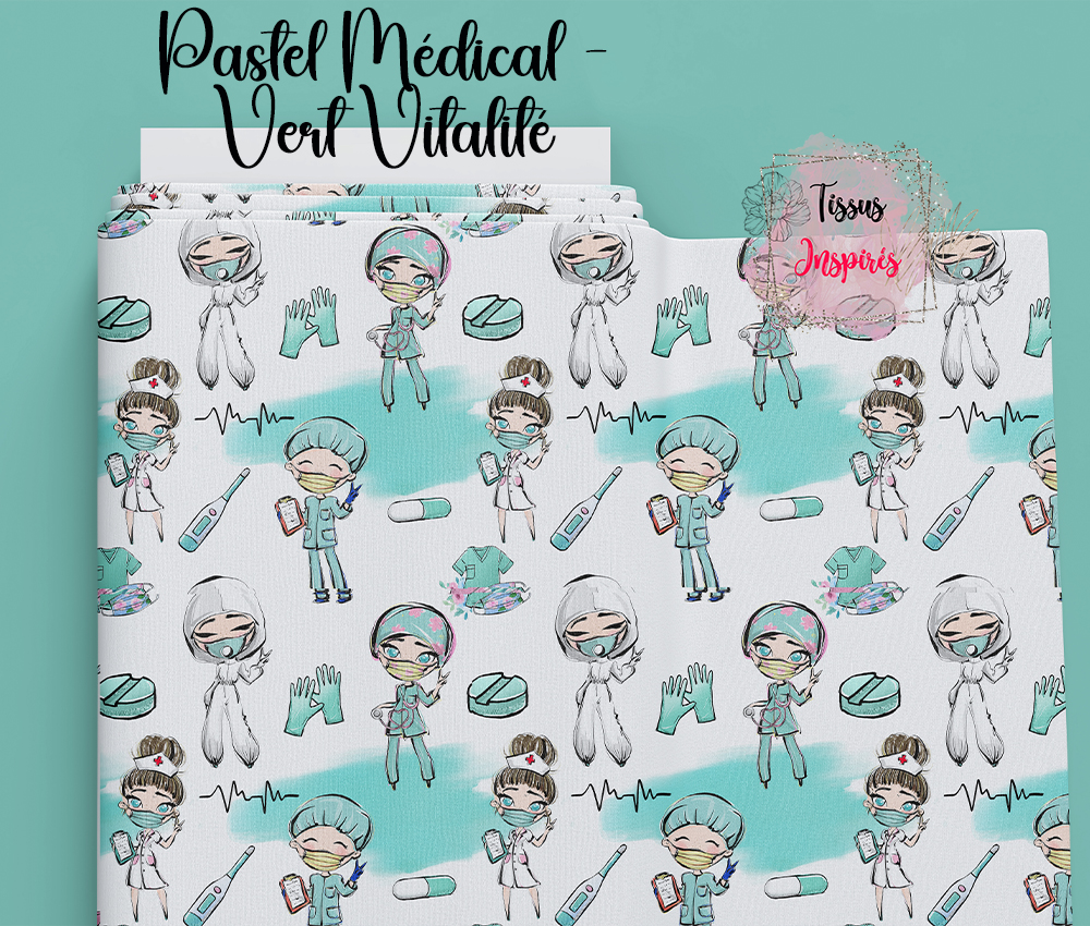 Tissu Pastel Médical - Vert Vitalité