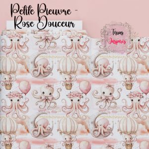 Tissu Petite Pieuvre – Rose Douceur