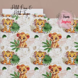 Tissu Petit Lion & Petit Tigre
