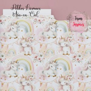 Tissu Petites Licornes Arc-en-Ciel